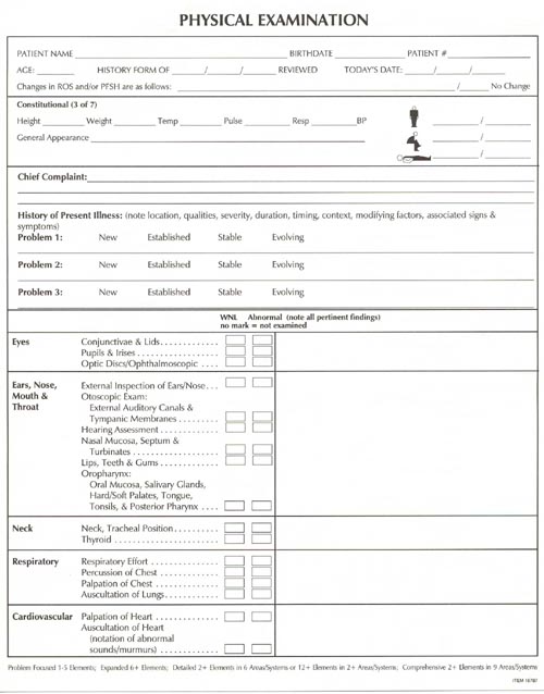 general physical exam form