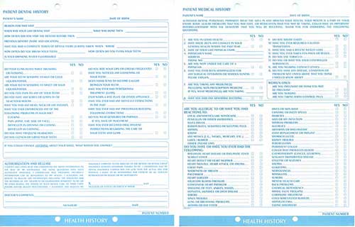 Sample Dental Chart Forms