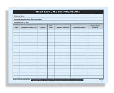 Hipaa Employee Training Record Training Record Logs Hipaa Forms Medical Forms